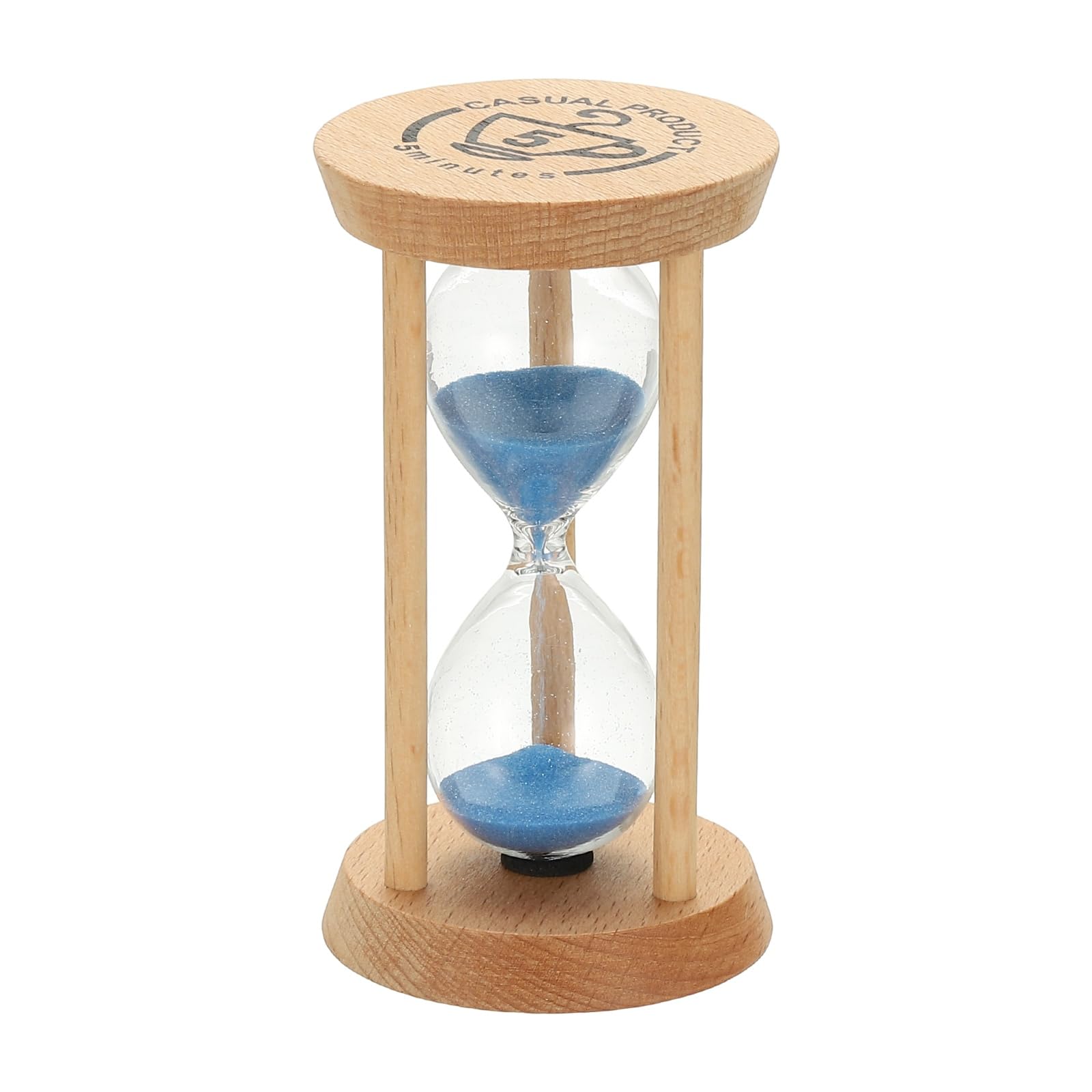 PATIKIL 5 Minutes Sand Timer, 1 Pcs Wooden Sand Watch High Glass, Blue