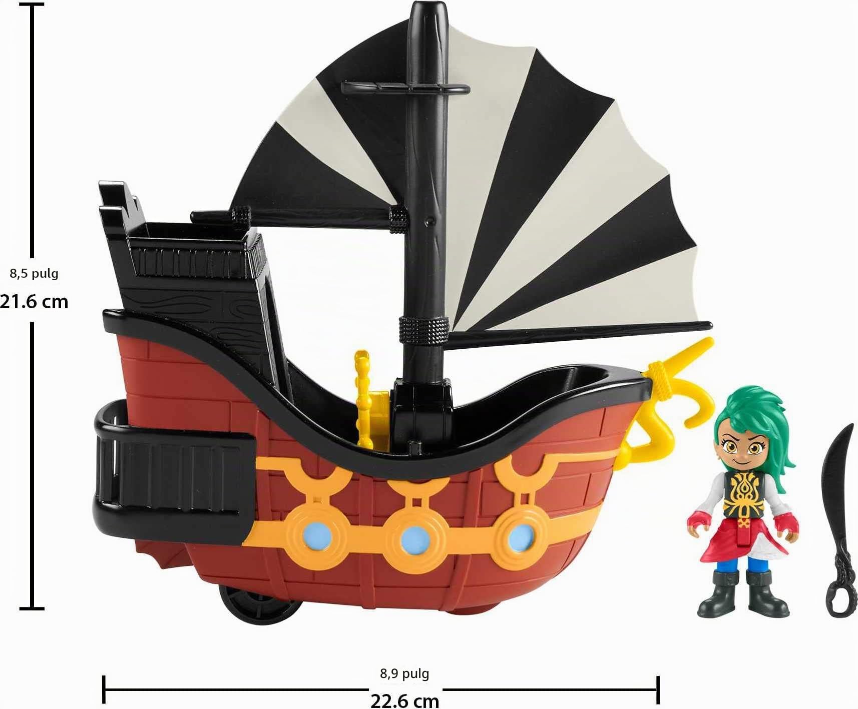 Fisher-Price Nickelodeon Santiago of The Seas Bonnie Bones Figure & El Calamar Pirate Ship Toy for Preschool Pretend Play Ages 3 Years and up