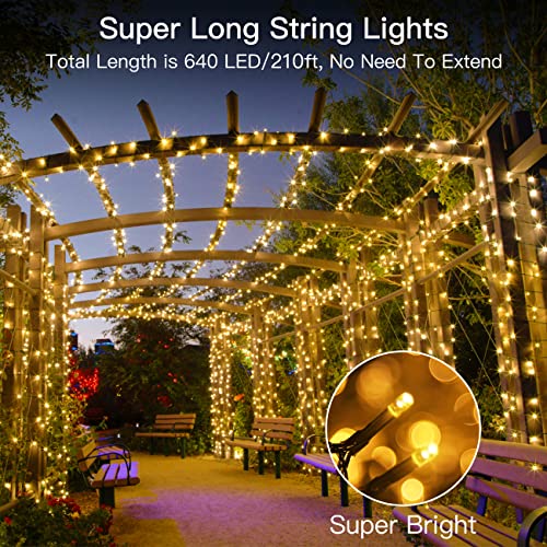 Ollny Christmas Lights Outdoor String Lights 210Ft/640 Led Super Long Multicolor 11 Modes&Timer Remote Waterproof Plug In Fairy Light For Xmas Tree Patio Holiday Indoor Decorations Warm White #TOP1