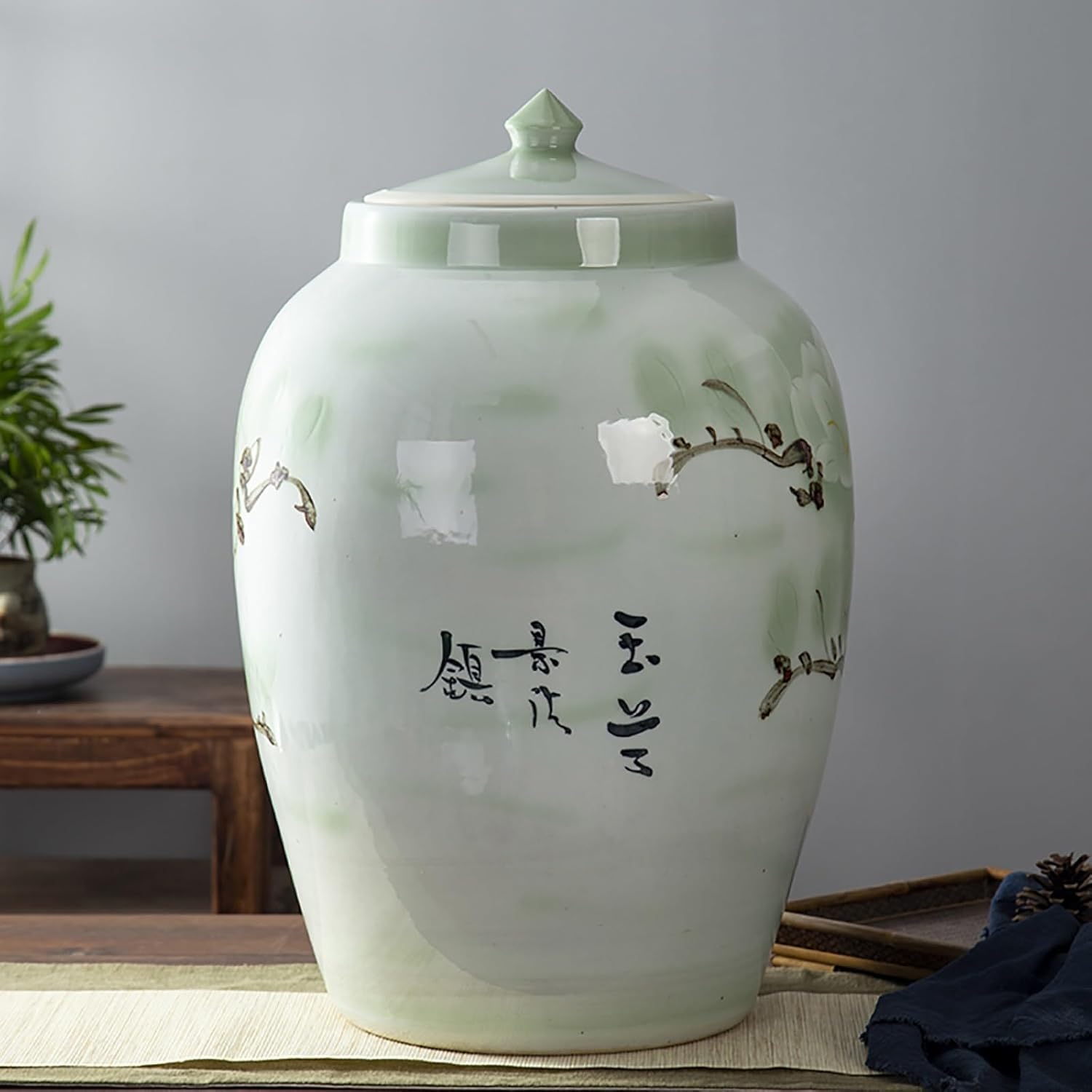 Ceramiczny pojemnik do przechowywania ryżu z pokrywką | 10/15/25 kg Kuchnia domowa: przechowywanie ryżu i zbóż(Capacity 10kg)