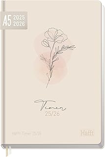 Häfft-Timer 2025/2026 A5 (Aug 25 - Sep 26) Hardcover Schülerkalender "Dainty Flower" Schulplaner, Schülerplaner, Studienplaner, Semesterplaner - nachhaltig & klimafreundlich