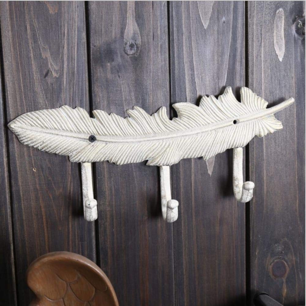 Crochet plume en fonte vintage authentique pour une décoration murale en fer forgé raffinée