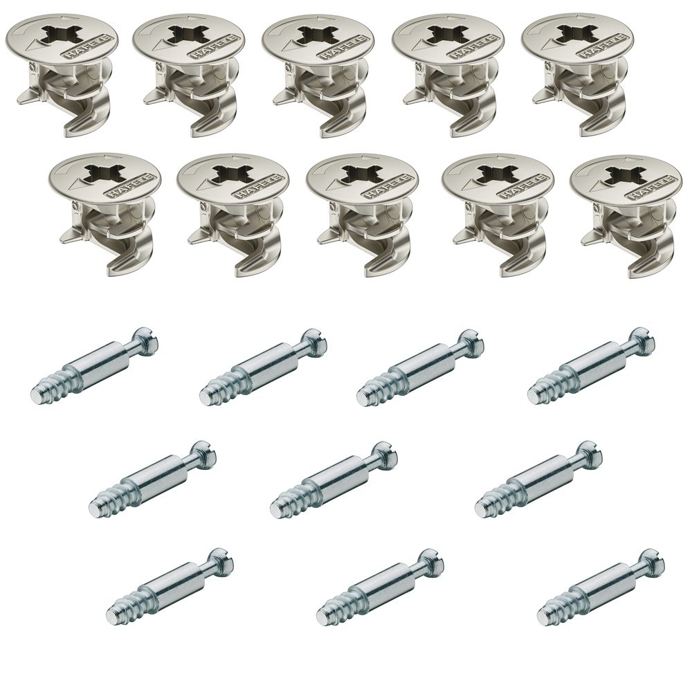Furniture Cabinets Set Rotary with Cover Edge Cabinet Connector Black Minifix 15 mm | | Furniture Fittings Connector for Hole Diameter: 5 mm; Complete Set – Made in Germany by Gedotec®
