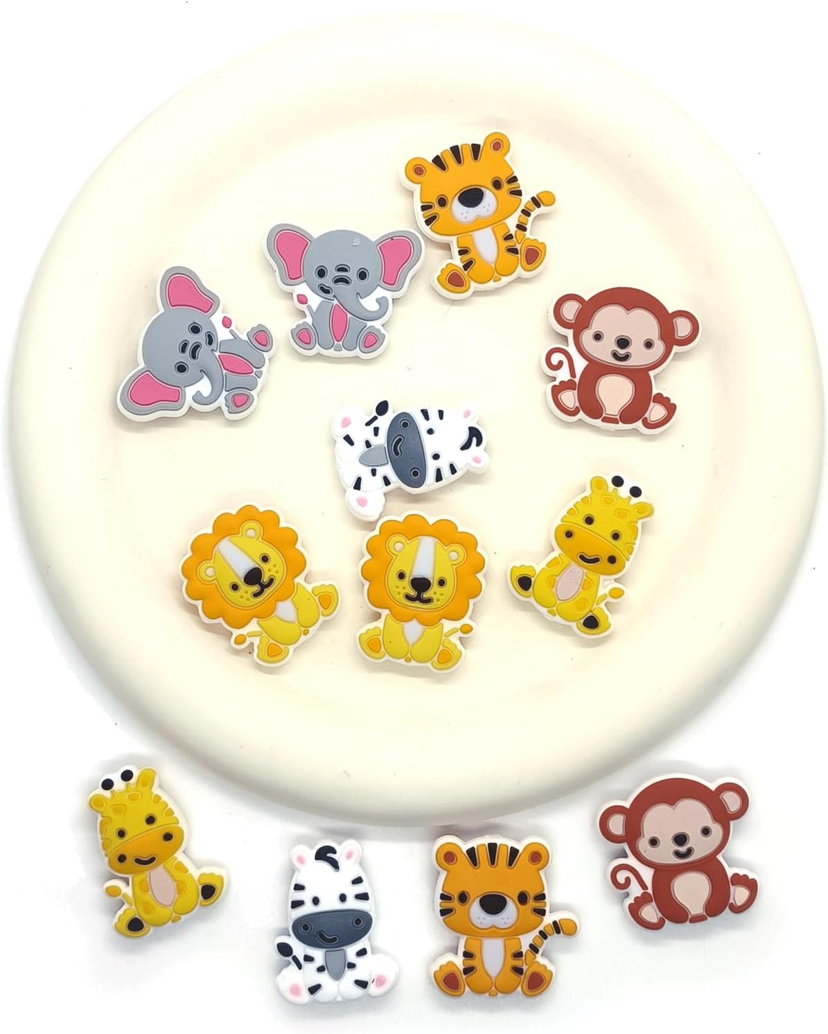 12PCS Animals Silicone Beads, Lion Zebra Focal Bead, Tiger Silicone Beads for Keychain Making, Loose Beads Bulk for Pens DIY Handmade Crafts Necklace Bracelet Lanyard - Image 3