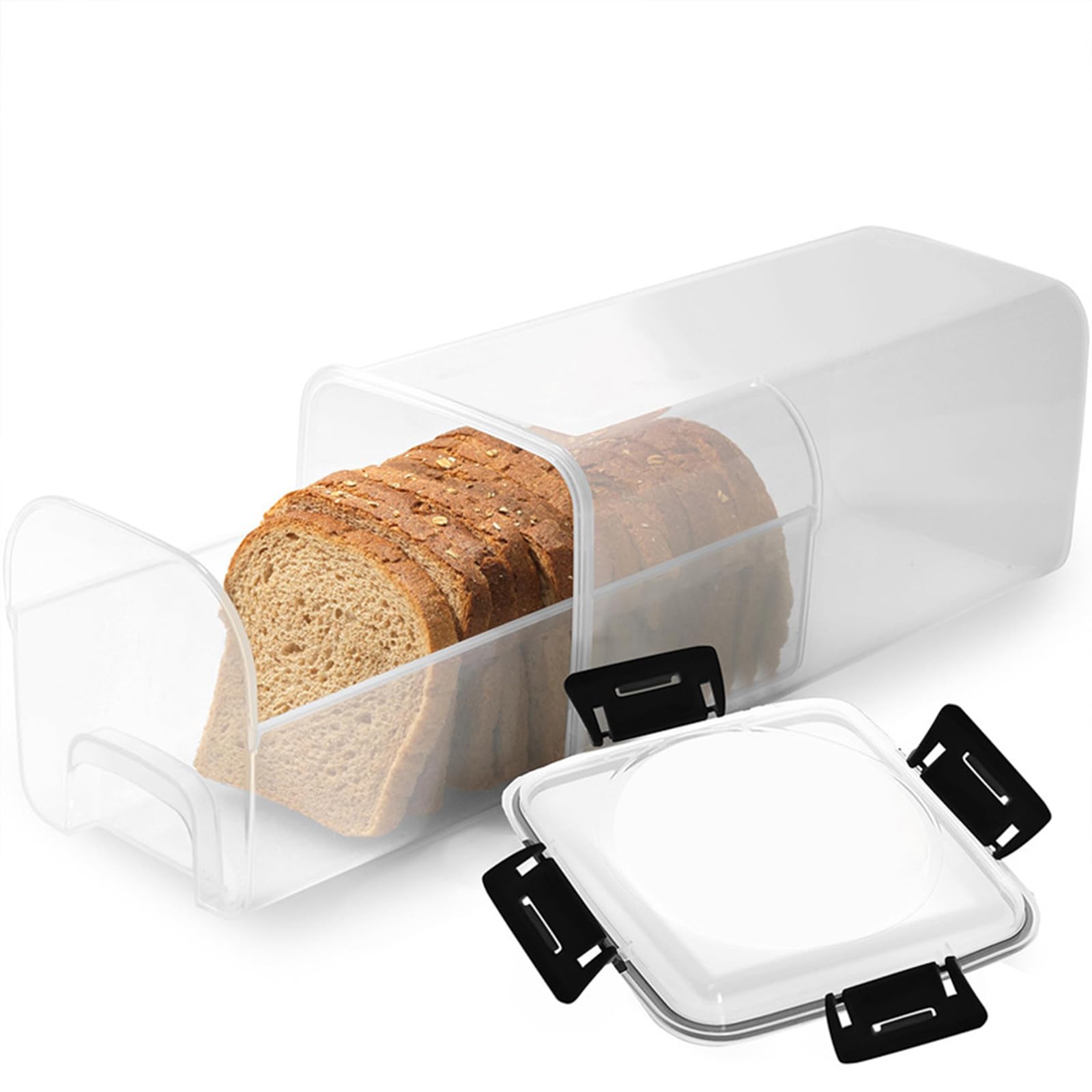Sistema di cassetto per pane - Contenitore per pane ermetico 33,5 x 14 cm con coperchio per freschezza - Espandibile per pane tostato/pasticcieria - Senza BPA, igienico e poco ingombrante