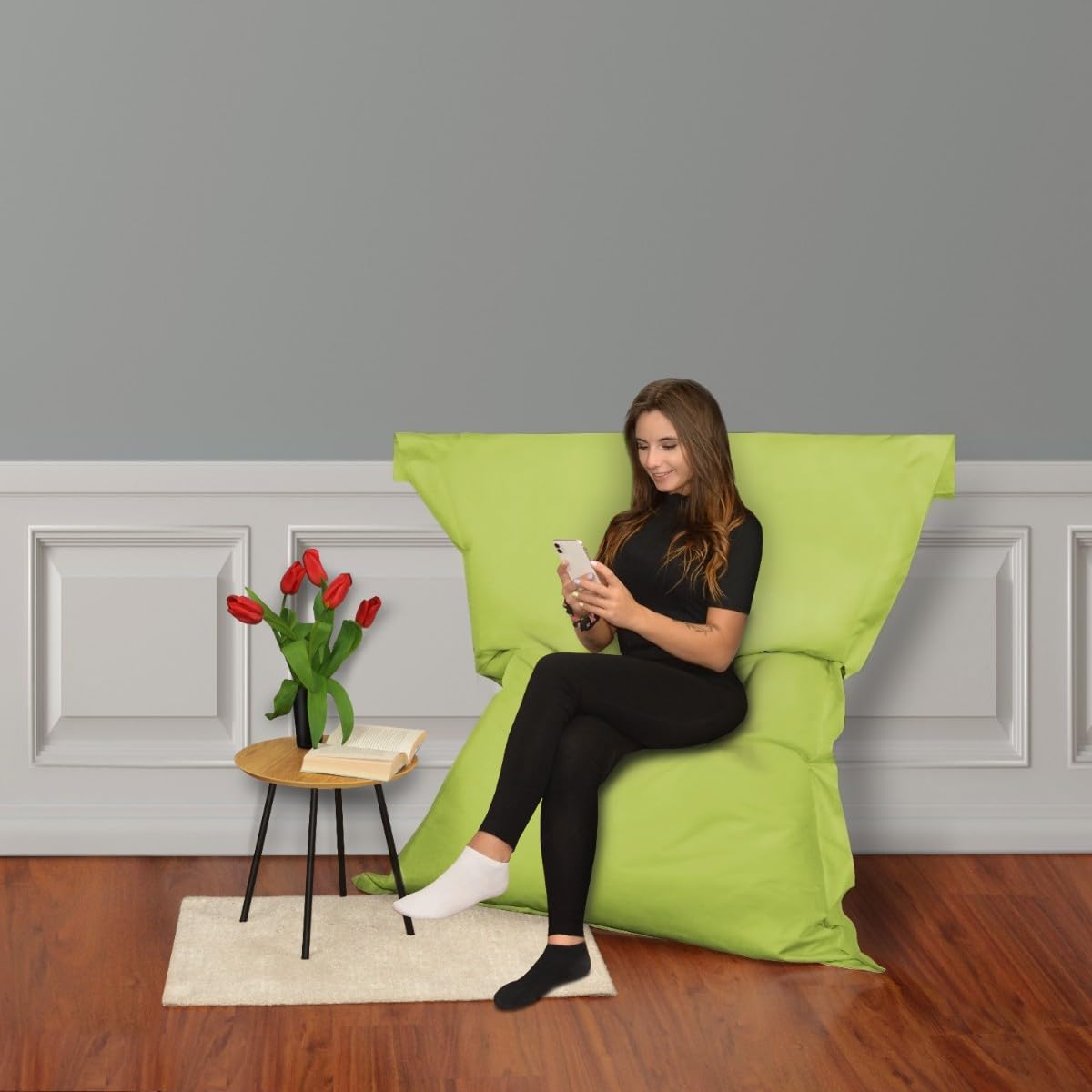 Outdoor & Indoor Eco-pouf con imbottitura ECO, pouf gigante, poltrona relax, cuscino da pavimento, Bean Bag 350L (verde)