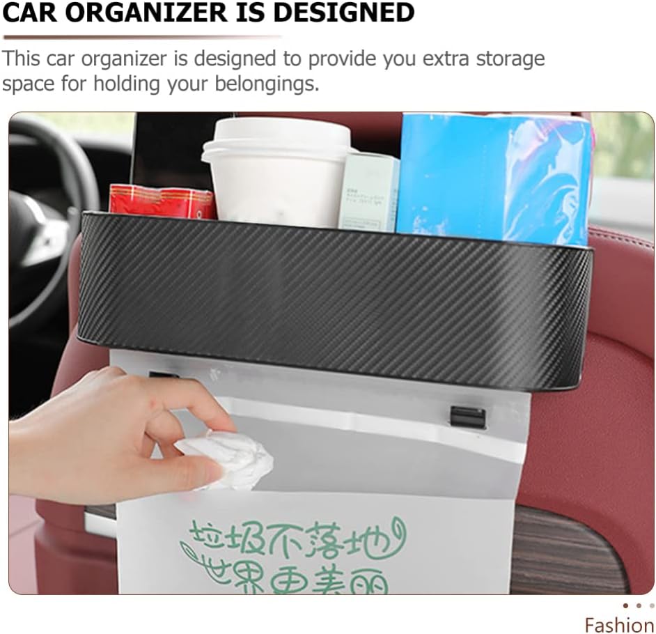 FAVOMOTO Car Headrest Backseat Organizer Multi-functional Seat Back Storage Box with Car Hooks Cup Holder for Water Bottles Tissue Toys