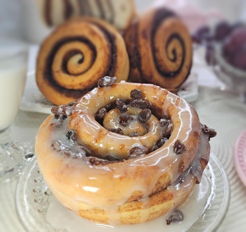 Cinnamom Bakery Individually Wrapped 6oz Raisin Glaze Cinnamon Rolls (Pack of 12)