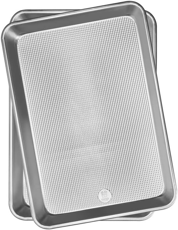 Miniatura 8 de Ultra Cuisine Juego de 2 bandejas de aluminio para hornear de media hoja, aptas para horno y resistentes a la deformación, bandeja para hornear