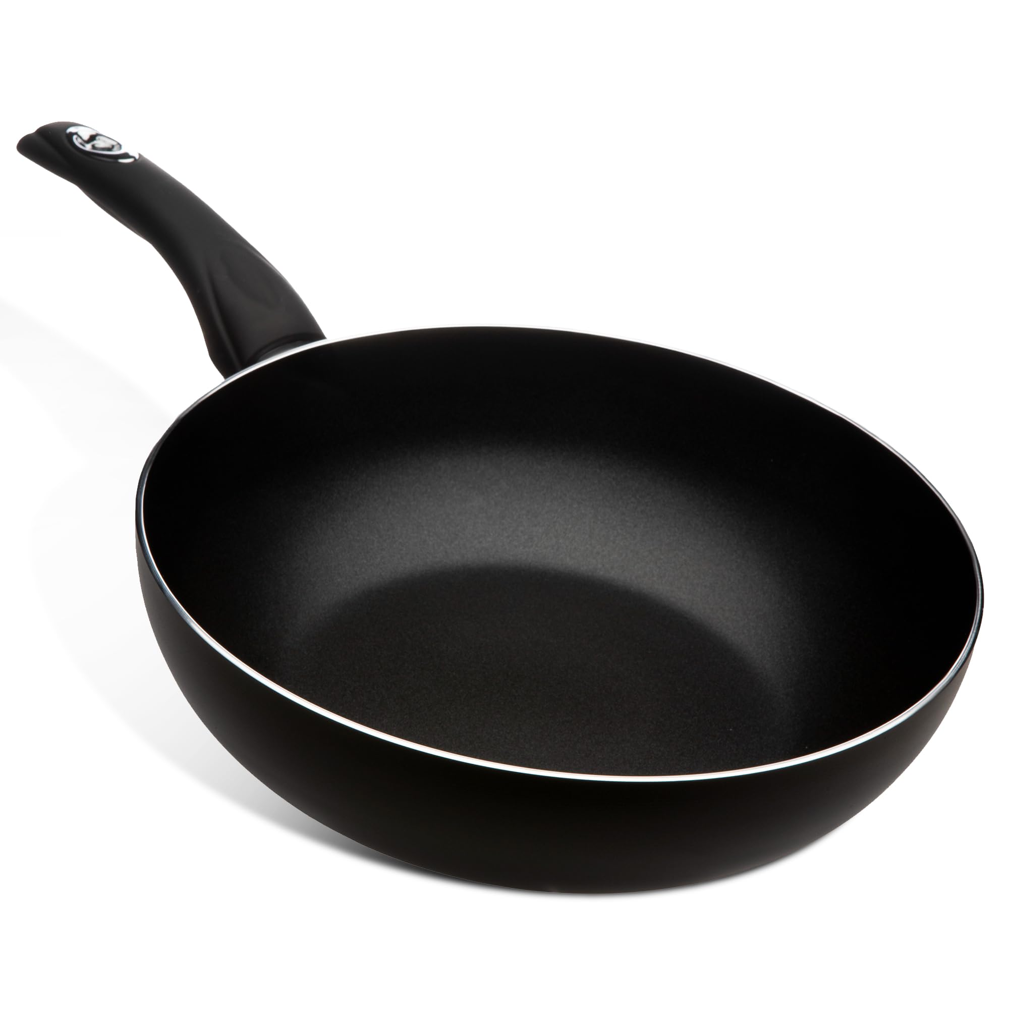 Premium 28cm Deep Wok - Induction, Dishwasher Safe, Non-Stick, Easy to Clean - PFOA Free, 4mm Thick - Hanging Hook, Suitable for Multiple Hobs - Soft Touch Handle with Flame Retardant Technology