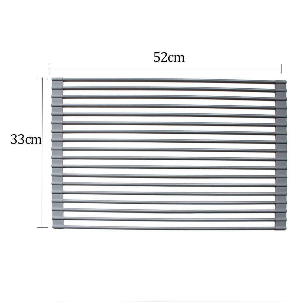 Escurreplatos plegable, grado FDA, sin BPA, suave, para fregadero de cocina, ideal para frutas y veterinarios, color gris claro