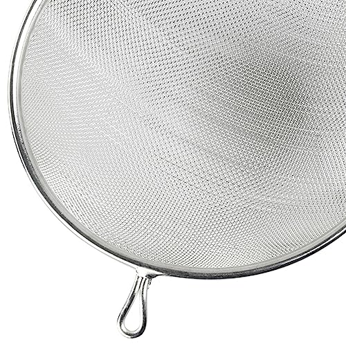 Foto von Fackelmann Sieb Ø 20 cm, Küchensieb aus Doppelverzinntem Stahl, feinmaschiger Seiher mit Griffeinlage aus Kunststoff (Farbe: Schwarz/Silber), Menge: 1 Stück