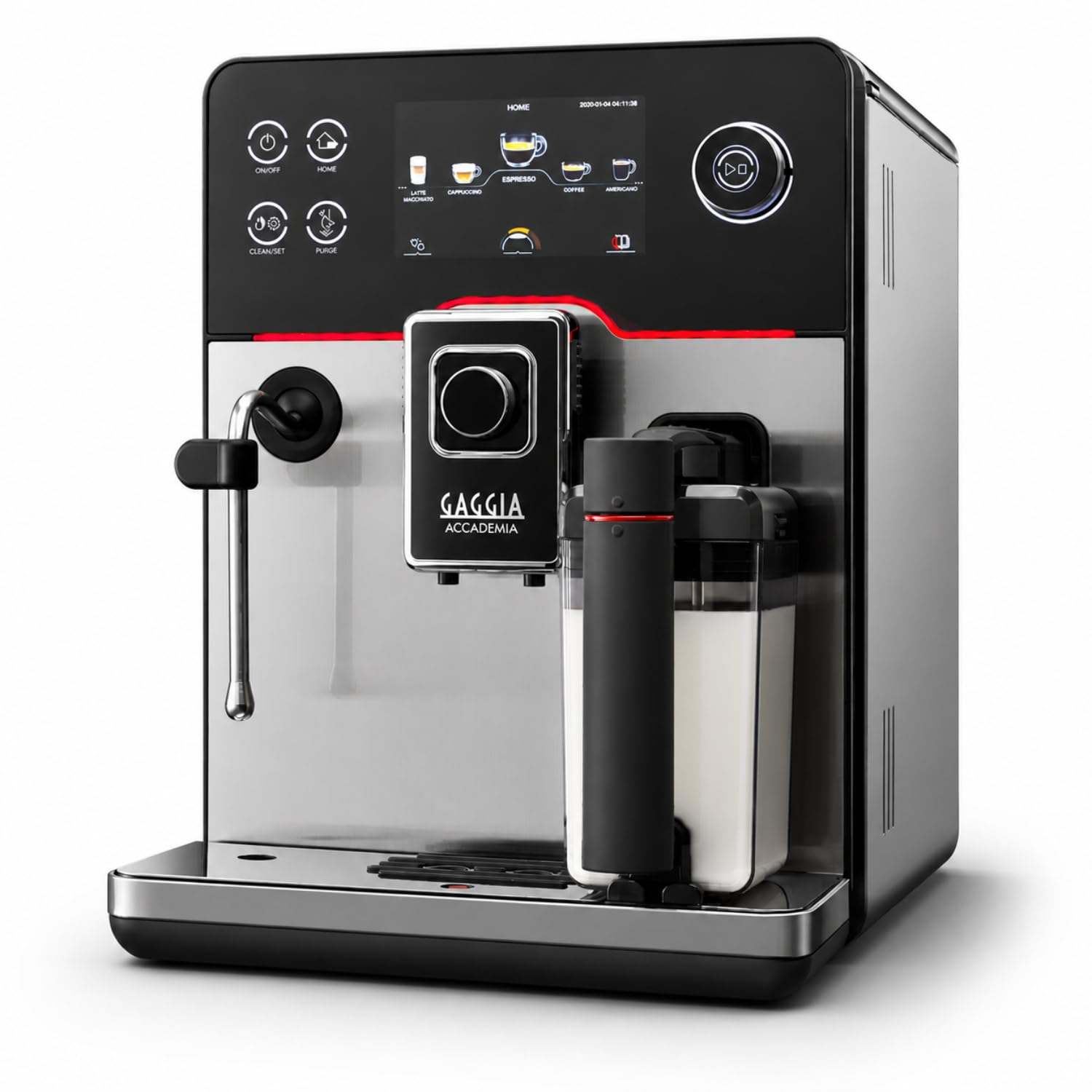 Gaggia Accademia One Touch - Máquina de café totalmente automática de grano a taza, cafetera de capuchino y espresso con 19 recetas de un solo toque (acero inoxidable)