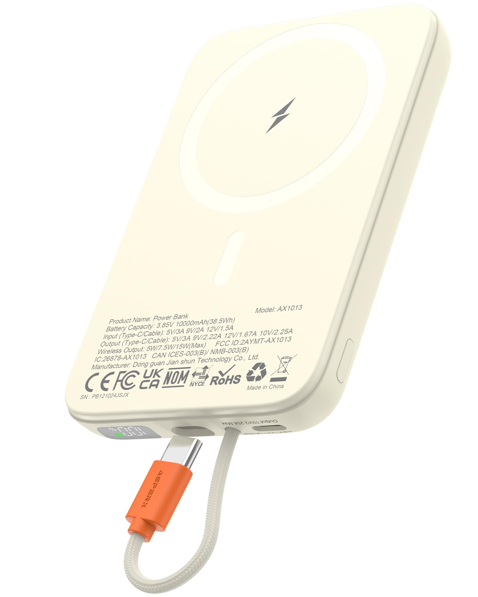 AsperX PD 22,5 W 10000 mAh Power Bank magnetico per MagSafe