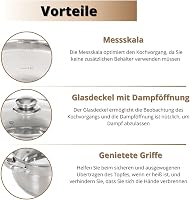Daniks Classic rozsdamentes acél főzőedény üvegfedővel, 9 literes, ezüst, mosogatógépben mosható, kerámiabevonatú konyhai fazék 5