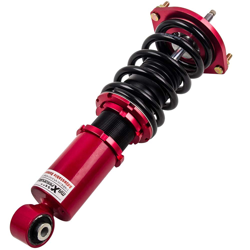 maXpeedingrods 4 Lots de Hauteur Ajustable Damper Réglable Coilover Kit de Suspension Amortisseurs Combinés Filetés Struts pour Mazda Miata MX5 NA NB 1989-2005 Rouge