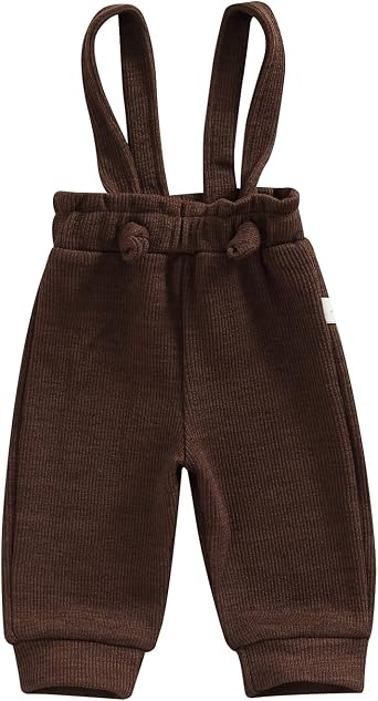 Yccutest Newborn Infant Baby Boys Girls Overalls Suspender Pants Solid Corduroy Bottoms Adjustable Knot Straps