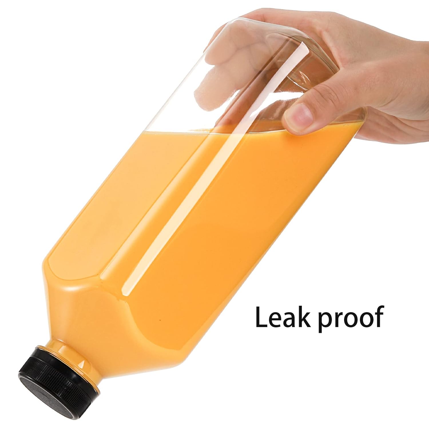 Cedilis 10 Pack 33oz Plastic Juice Bottles with Black Cap, Clear Reusable Containers with Lids, Great Disposable Bottles for Making Juice, Milk, Salad Dressing, Smoothie and Other Beverages - Image 3