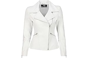 Chic Asymmetrical White Leather Jacket