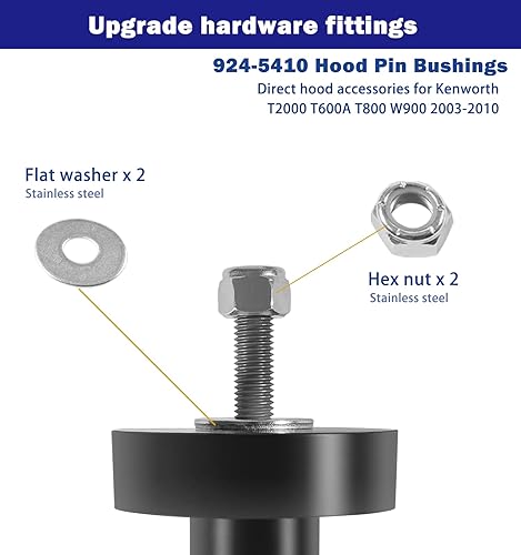 Miniatura 6 de 924-5410 Kit de polietileno de pasador de capó compatible con Kenworth W900, T400, T440, T450, T470, T600, T600A, T660, T800, T2000 accesorios para