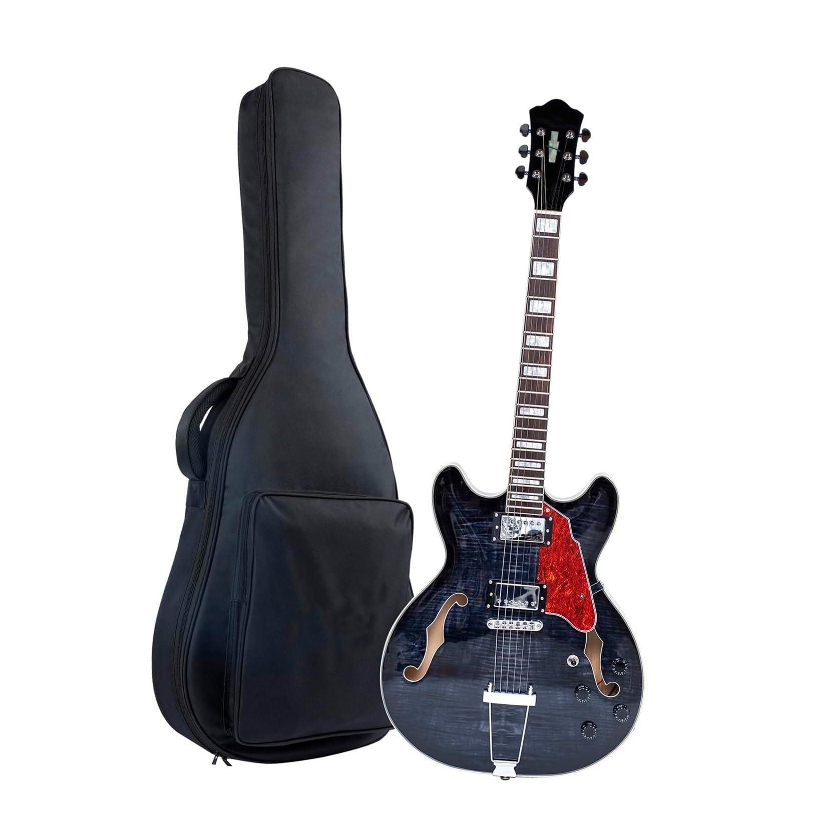 Profesjonalna Gitara Elektryczna Gitara Elektryczna Jazzowa Dla Początkujących Z Wydrążonym Mostkiem Trapezowym I Dopasowaniem(Black)