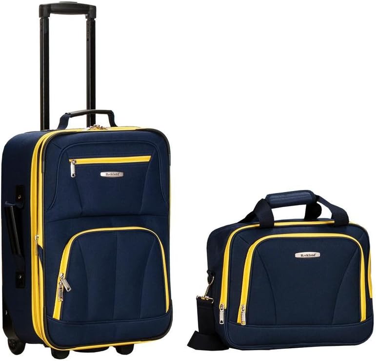 Rockland Printed 2 PC LUGGAGE SET NAVY