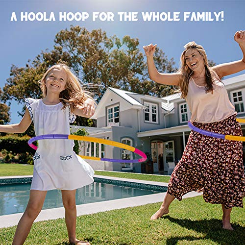 NEOWEEK Hoola Hoop for Kids, Detachable Adjustable Size Kids Hoola Hoop, Suitable for Girls, Boys and Pet Training (Pink-Purple-Yellow) - Thumbnail 6