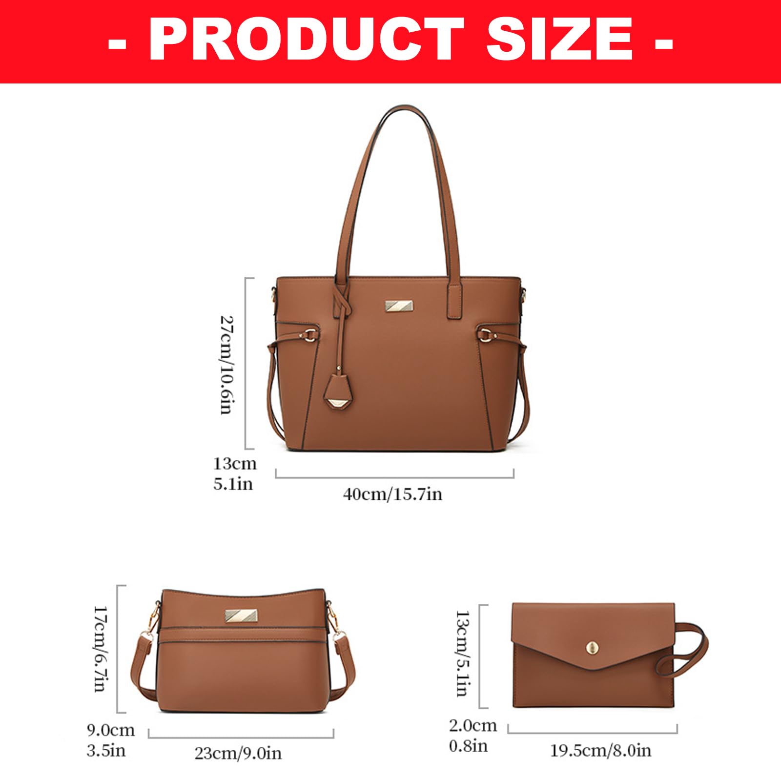 Borsa a tracolla in PU di grande capacità con tasche multiple e chiusura a cerniera borsa per lavoro, viaggi, shopping e uso quotidiano