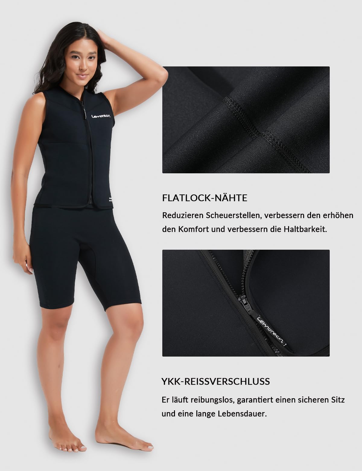 Lemorecn Neoprenanzug Top für Damen, 3mm Ärmellose Neopren Jacke