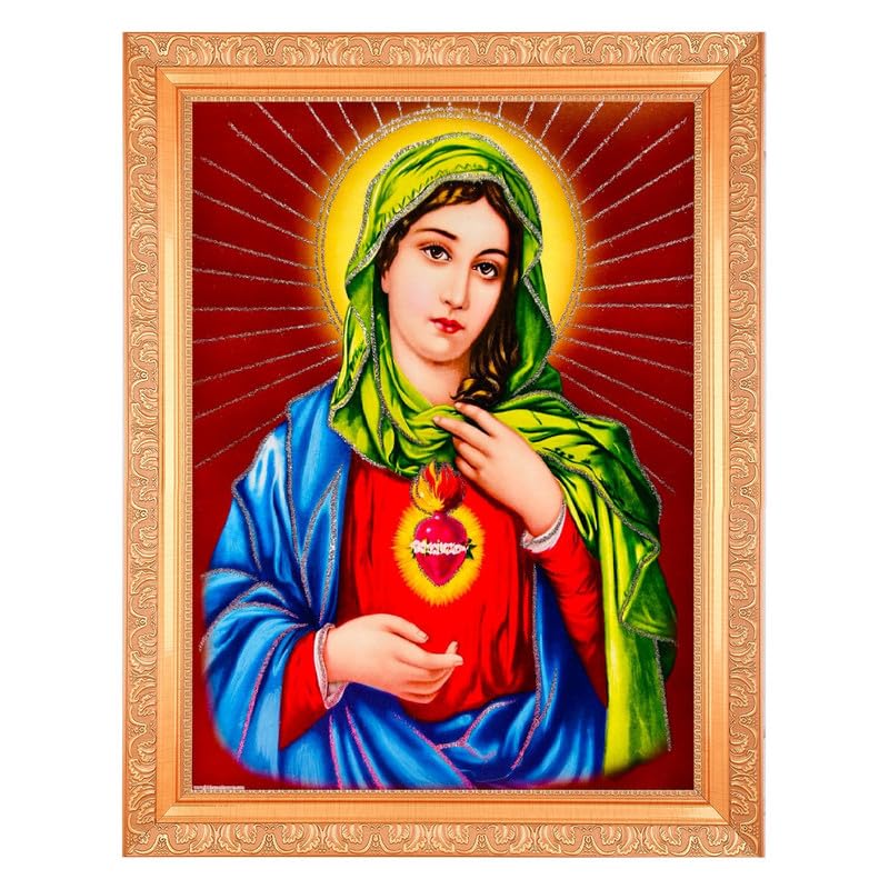 Photo imprimée Mother Mary Silver Zari cadre doré décoration religieuse