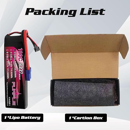 Miniatura 6 de CNHL 3S Lipo Batería 5000mAh 100C 11.1V Lipo Batería EC5 Plug Soft caso para RC Cars Tracxas Slash E-maxx sin escobillas Axial e-revo sin escobillas