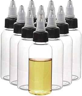 10Pcs 2oz/60ml Plastic Dispensing Bottles with Twist Top Cap Boston Round LDPE Bottles,Twist Top Squeeze Bottles for Crafts,Kitchen,Household(60ml)