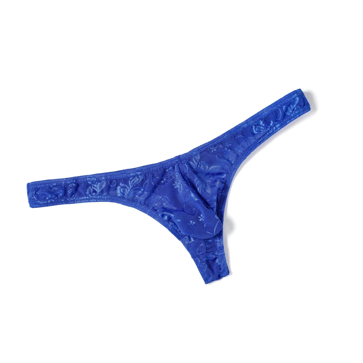 MuscleMate Men's Thong Underwear, Men's Lace Thong Underwear, No Visible Lines, Men's Lace Thong G-String Undie, Blue, XXL