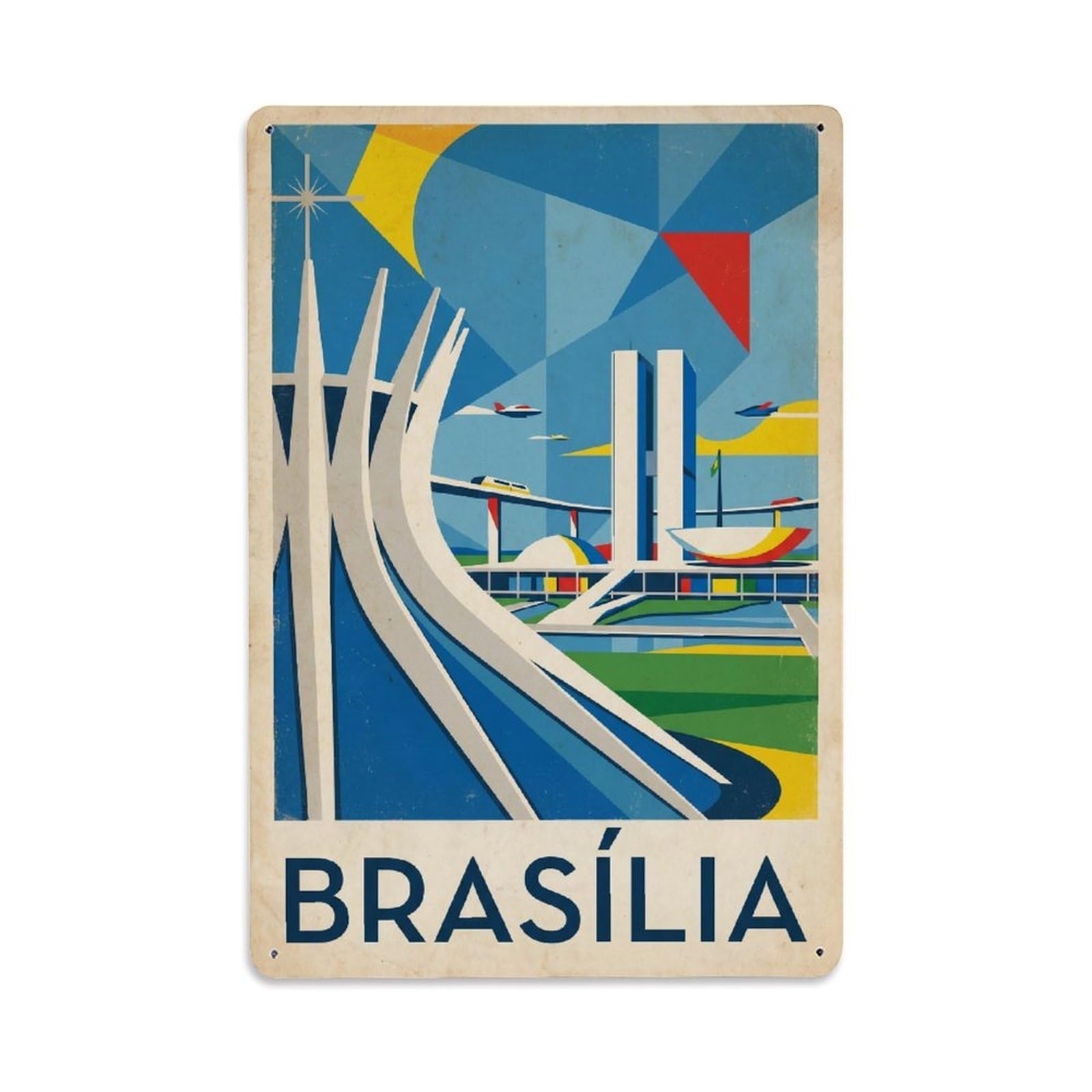 Huiyhb 8X12inch(20X30cm) Travel Retro Brazil Brasilia Metal Tin Sign