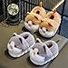 Zonkacen Children Boy Girl Non Slip Fashion Cute Animal Winter Slippers for Indoor House Bedroom Living Room Balcony Guest Walk Cold Weather Khaki 10-11 Little Kid