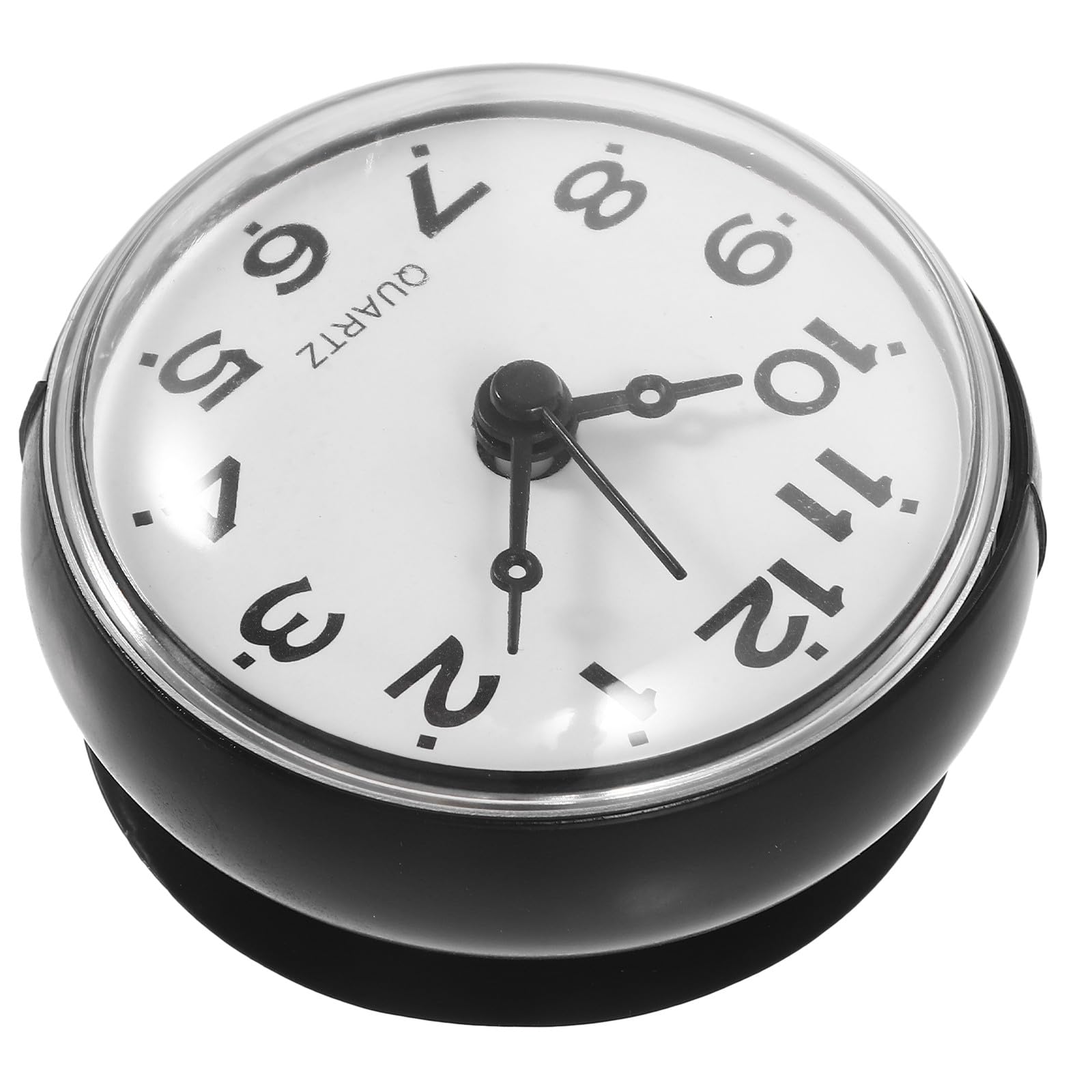Reloj de ducha negro pequeño resistente al agua para baño cocina pared con ventosa