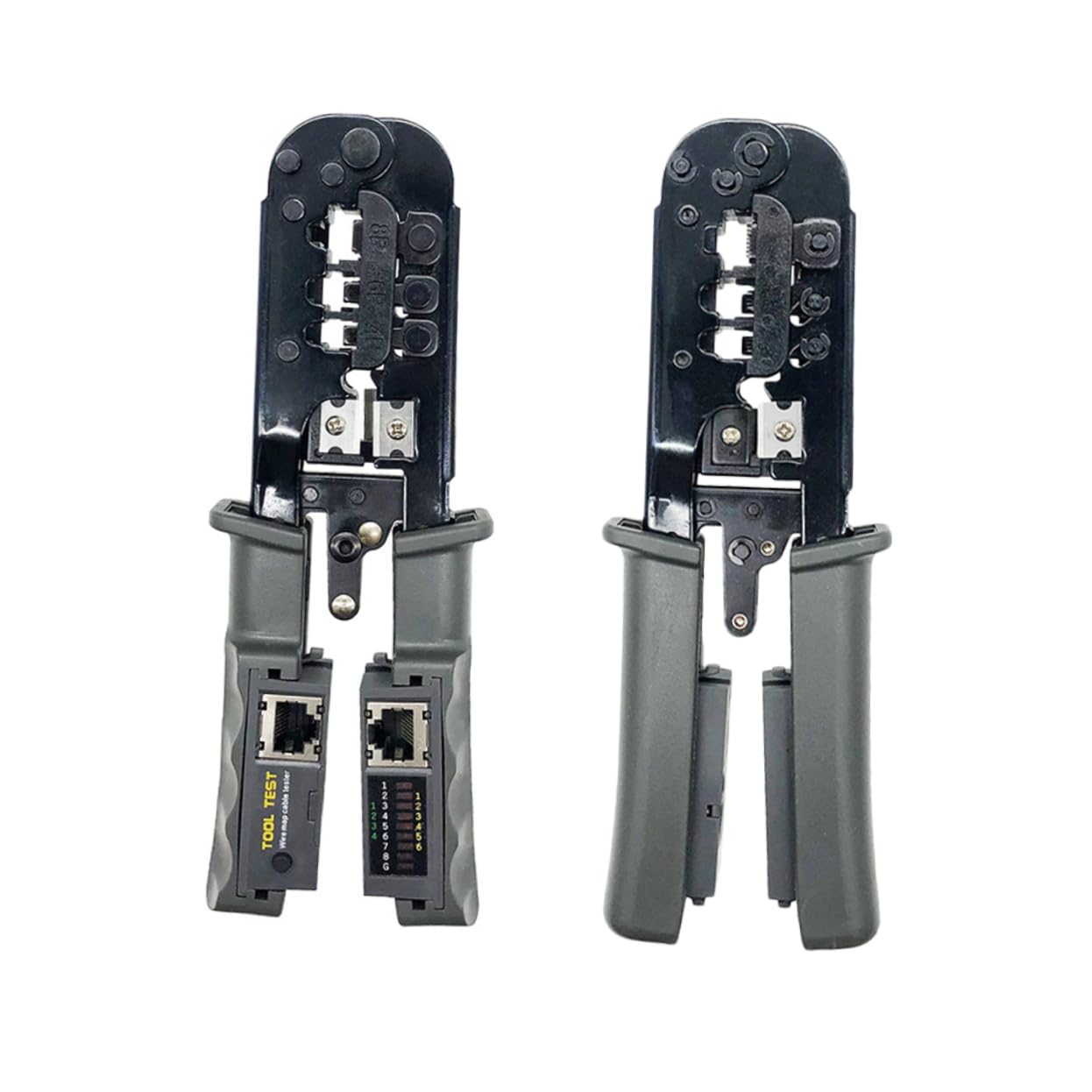 LIFKOME Pinza Per Crimpare Cavi 8p 6p 4p Con Tester Spelafili E Tagliafili Acciaio Utensile Di Crimpatura
