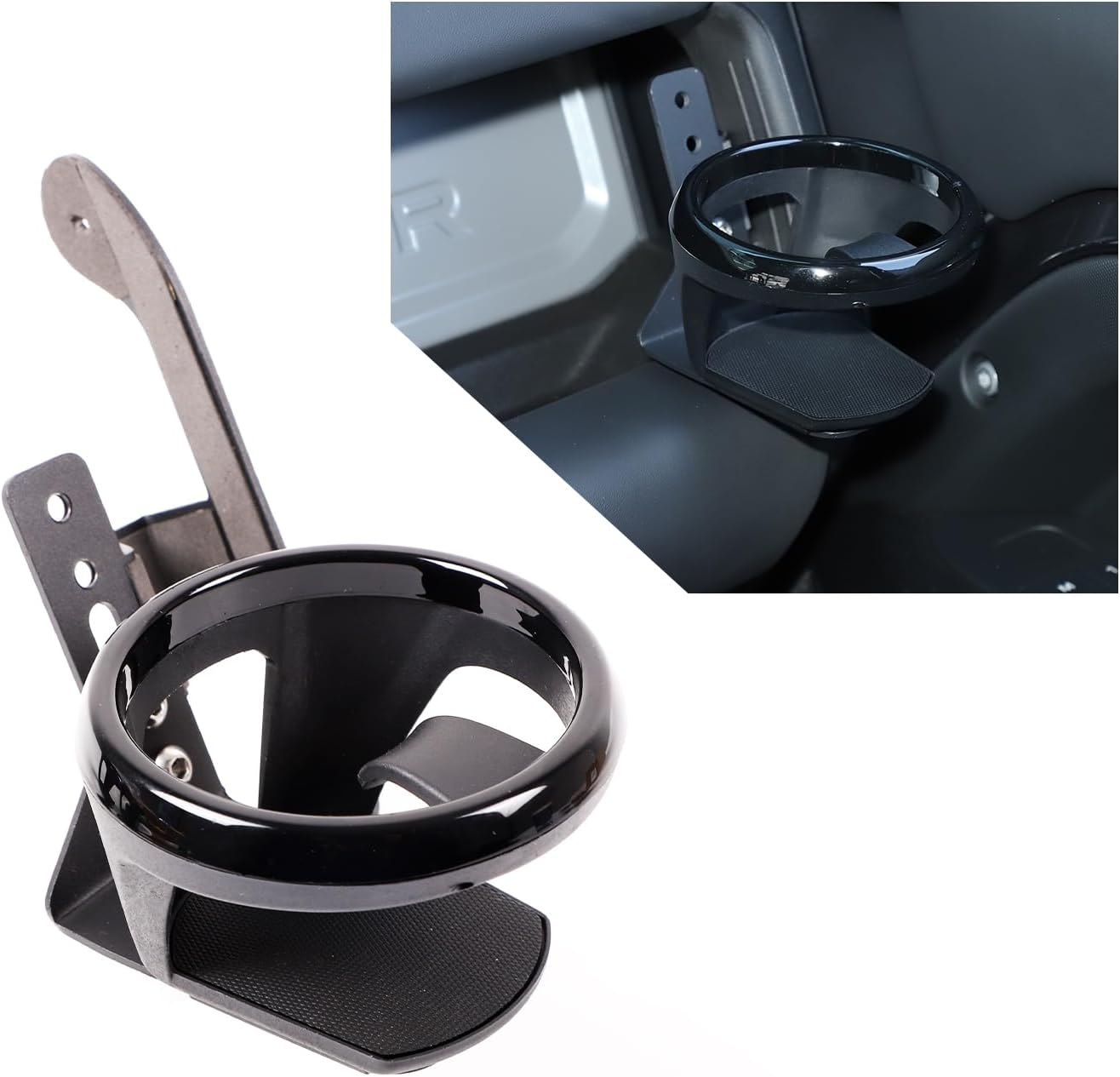 PIUGILH Car Dashboard Passenger Cup Holder Compatible with Land Rover Defender 2022 Interior Accessories Carbon Steel Drink Holder Cup Holder Expander (Black)