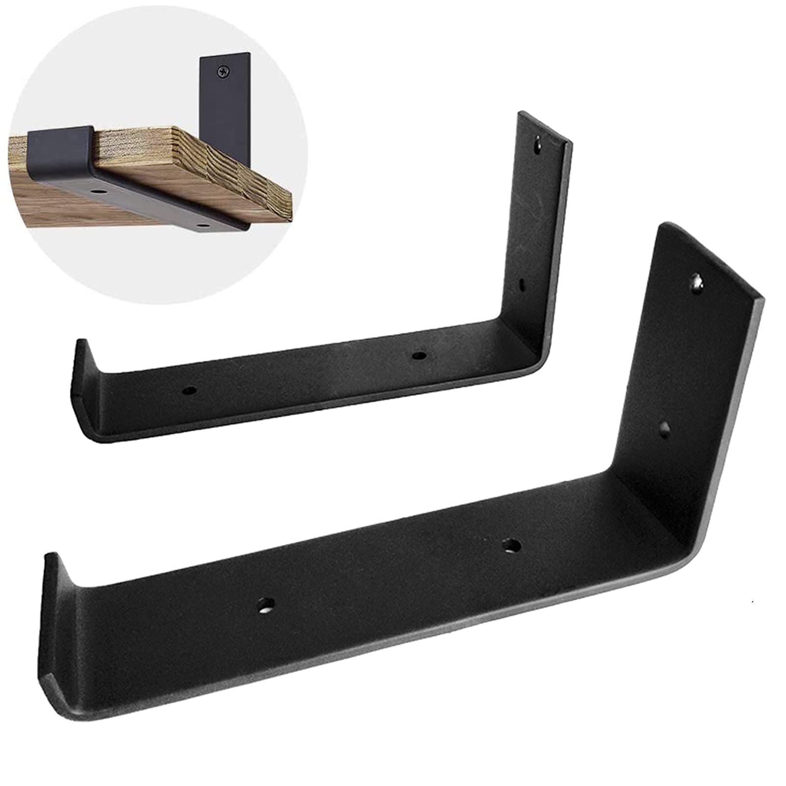 Staffe per Mensole Pesanti,Staffe Nascoste A Parete,Scaffalature per Impalcature Industriali in Ferro/Acciaio Metallo (Coppia) Nere,Accessori Completi,25.2cm/10in