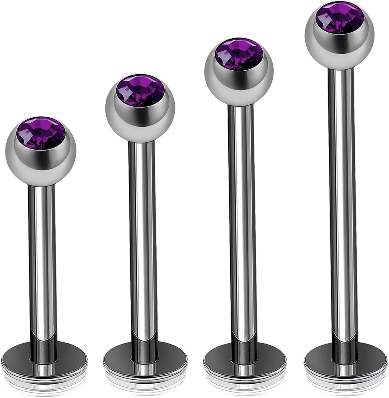4Pcs Surgical Steel 16g 8mm 10mm 12mm 14mm Labret Studs Piercing Jewelry Monroe Tragus Medusa 3mm Crystal Ball More Choices