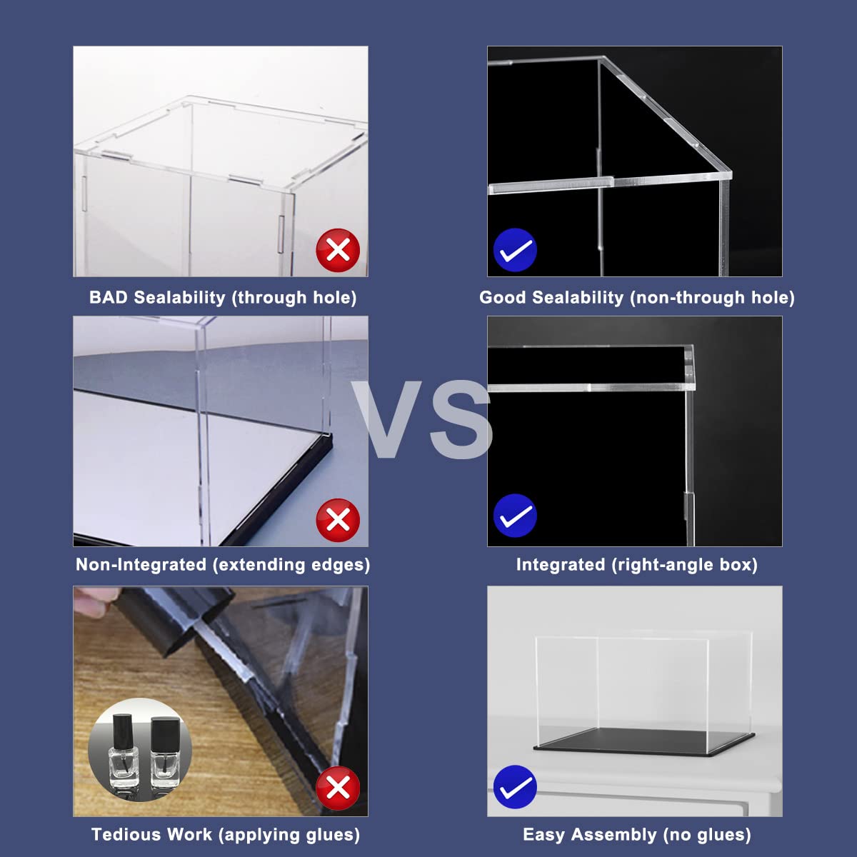 Vitrina de 14.5 x 11 x 11 pulgadas, caja de exhibición acrílica para coleccionables, vitrina acrílica a prueba de polvo con tapa y base negra mate para modelos y figuras de acción