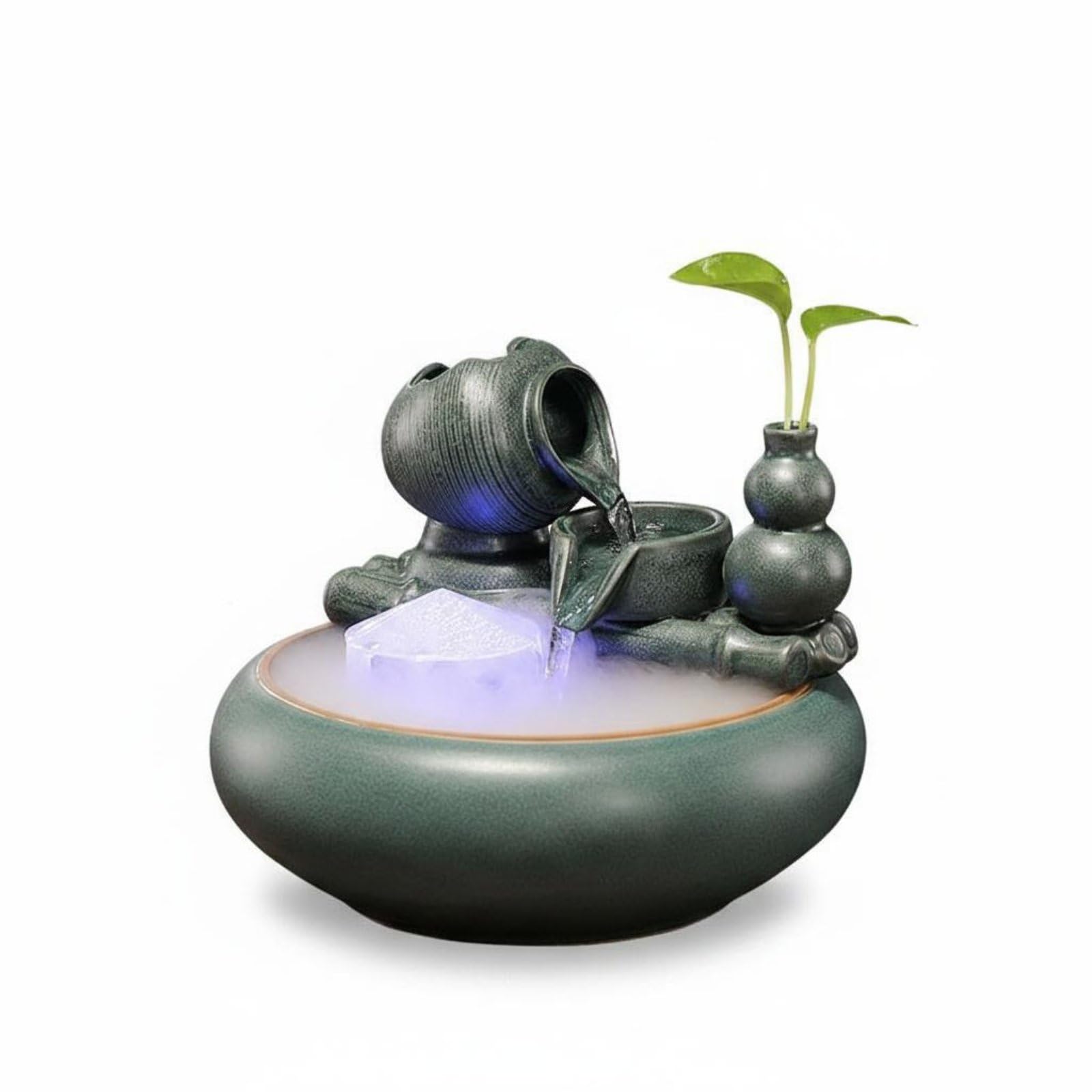 Ceramic Water Fountain Zen Design Ceramic Water Feature Gift Idea Mini Indoor Fountain for Tea Table, Living Room, Office, Peace Jar-Atomizer|Home & Garden | Home D?©cor | Indoor Fountain-image-5