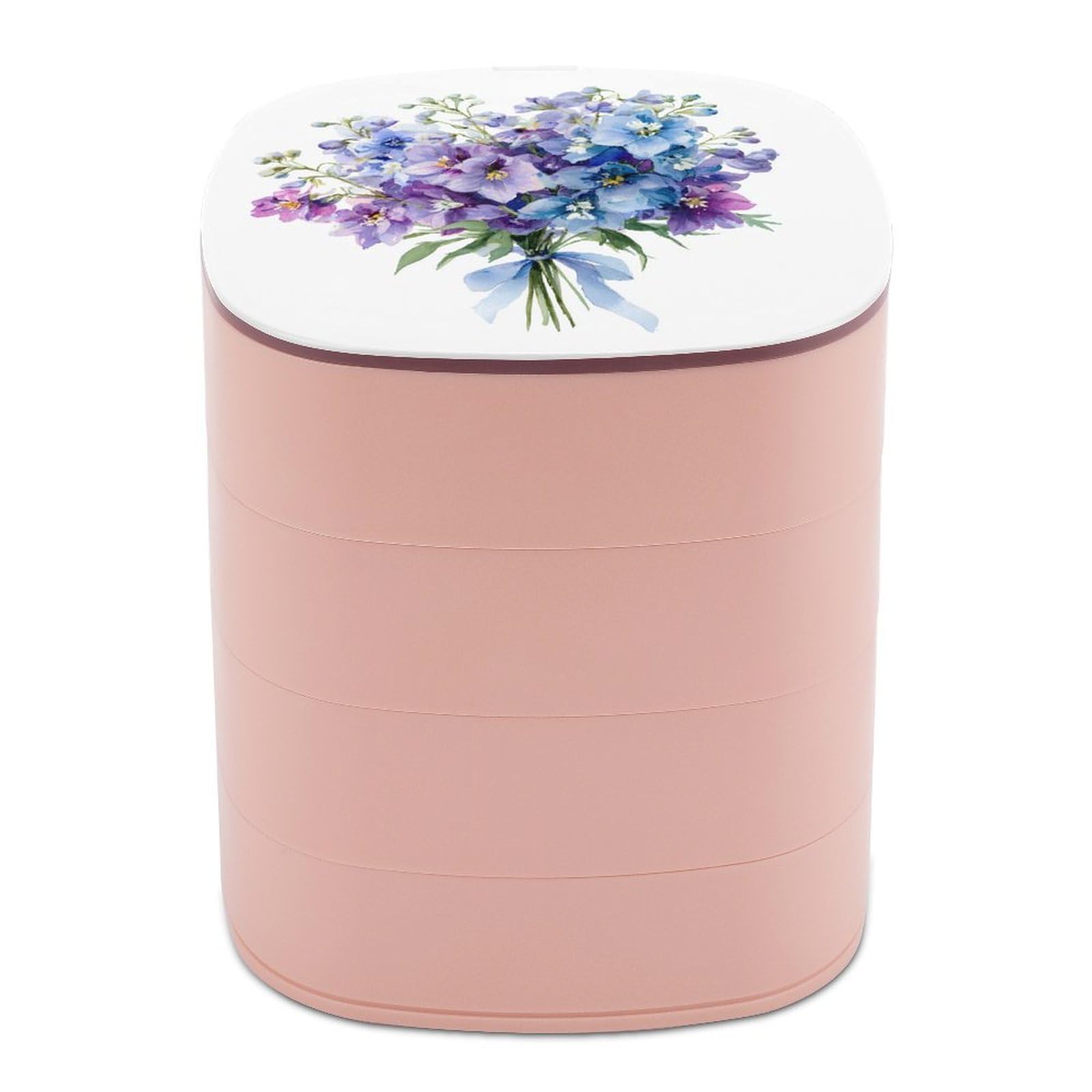 Boîte à bijoux rotative delphinium pour coiffeuse et rangement quotidien