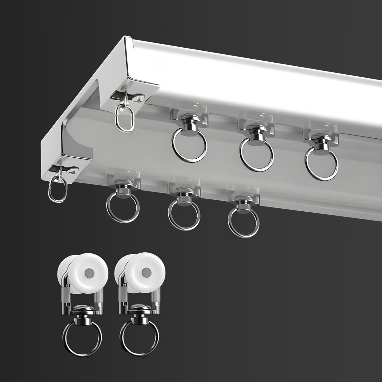 Séparateur de pièce avec double rail de rideau pour chambre et cuisine