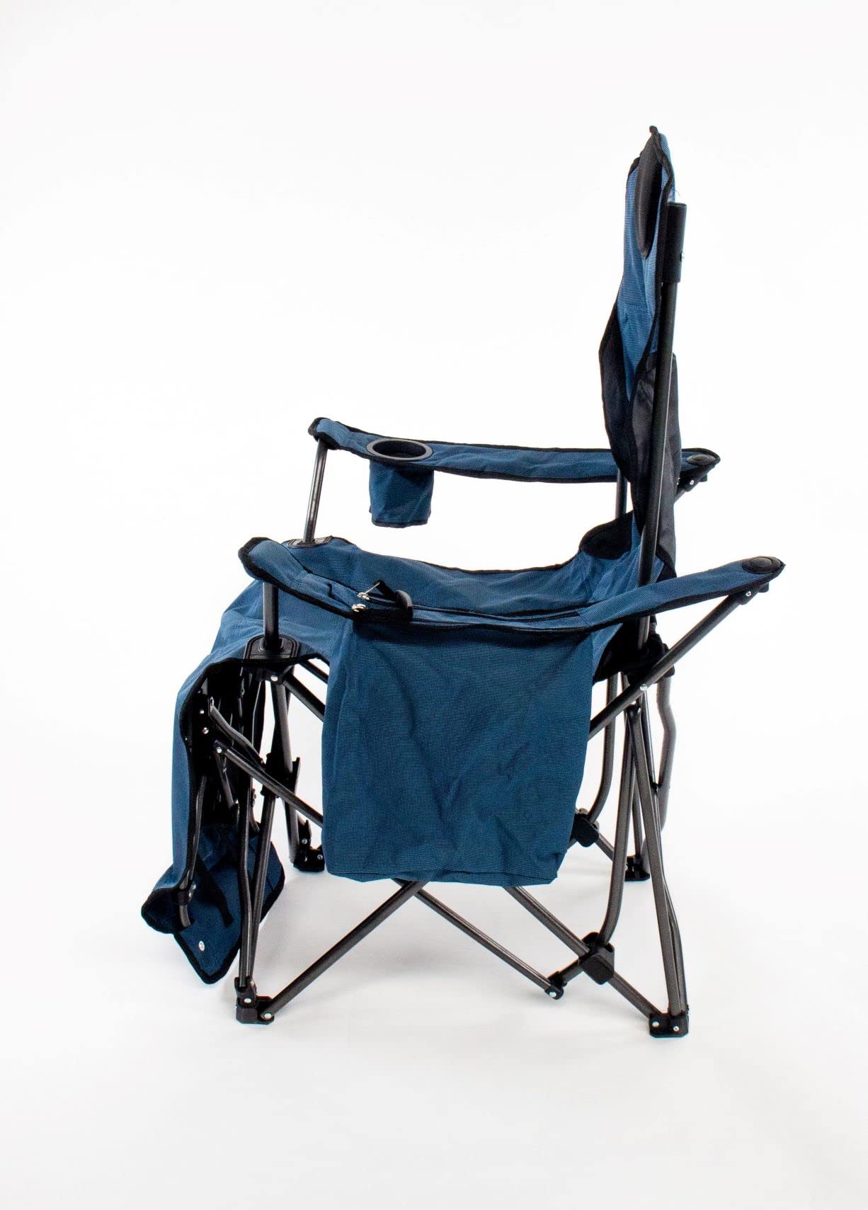Callieway Faltbarer Camping Stuhl Relax Liegesessel Bonnie Q mit Fußstütze und Staufach (Blau)