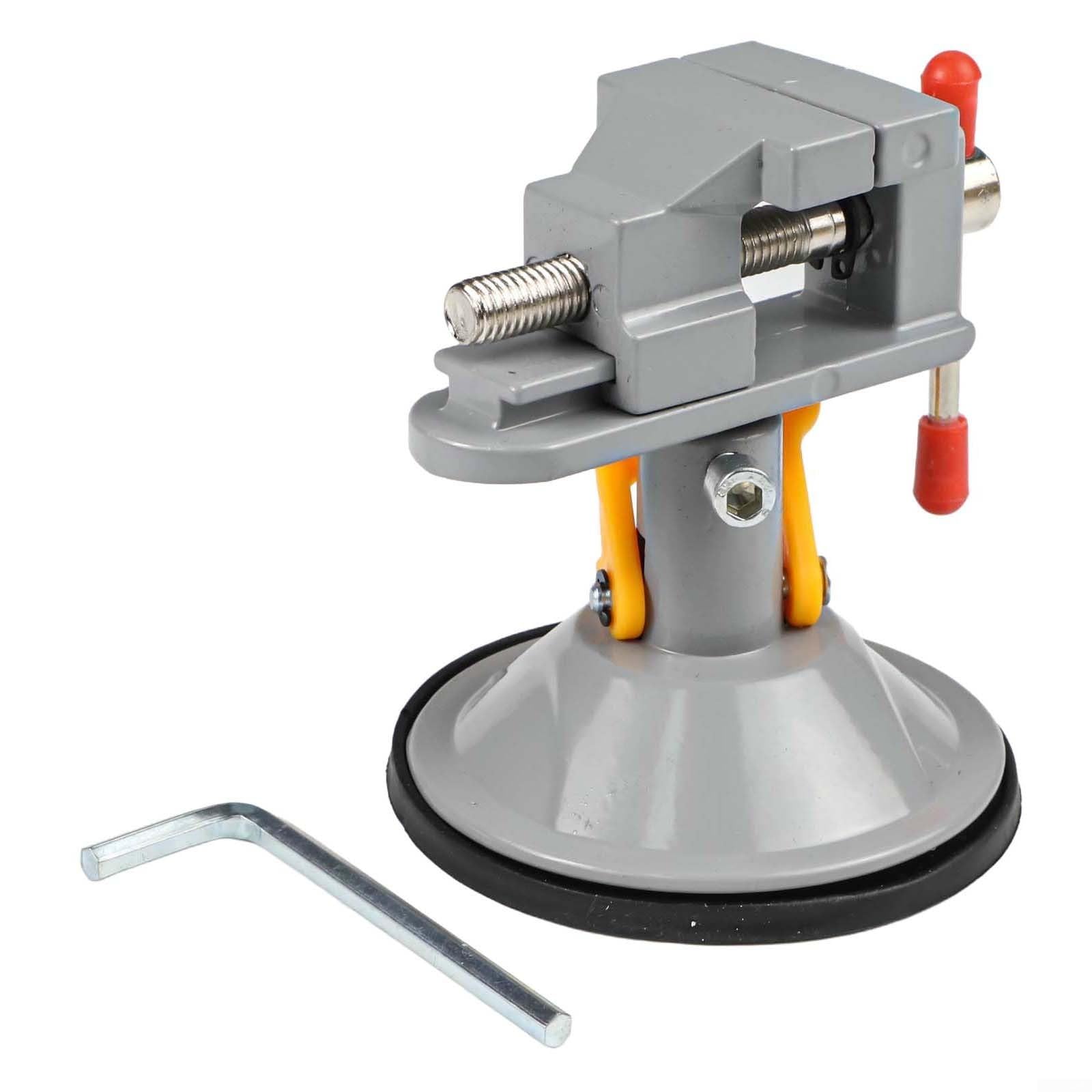 Table Vise, 360 Degree Rotating Metal Jaw Clamp with Adjustable Suction Cup Base, for Workshop and DIY Home Use