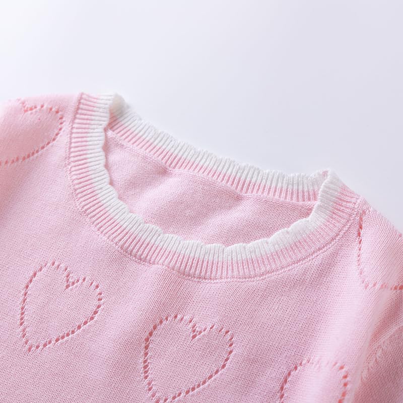 Girls Toddler Short Sleeve Knit Pullover Sweater Crew Neck Cute Tops,2-8 Years3