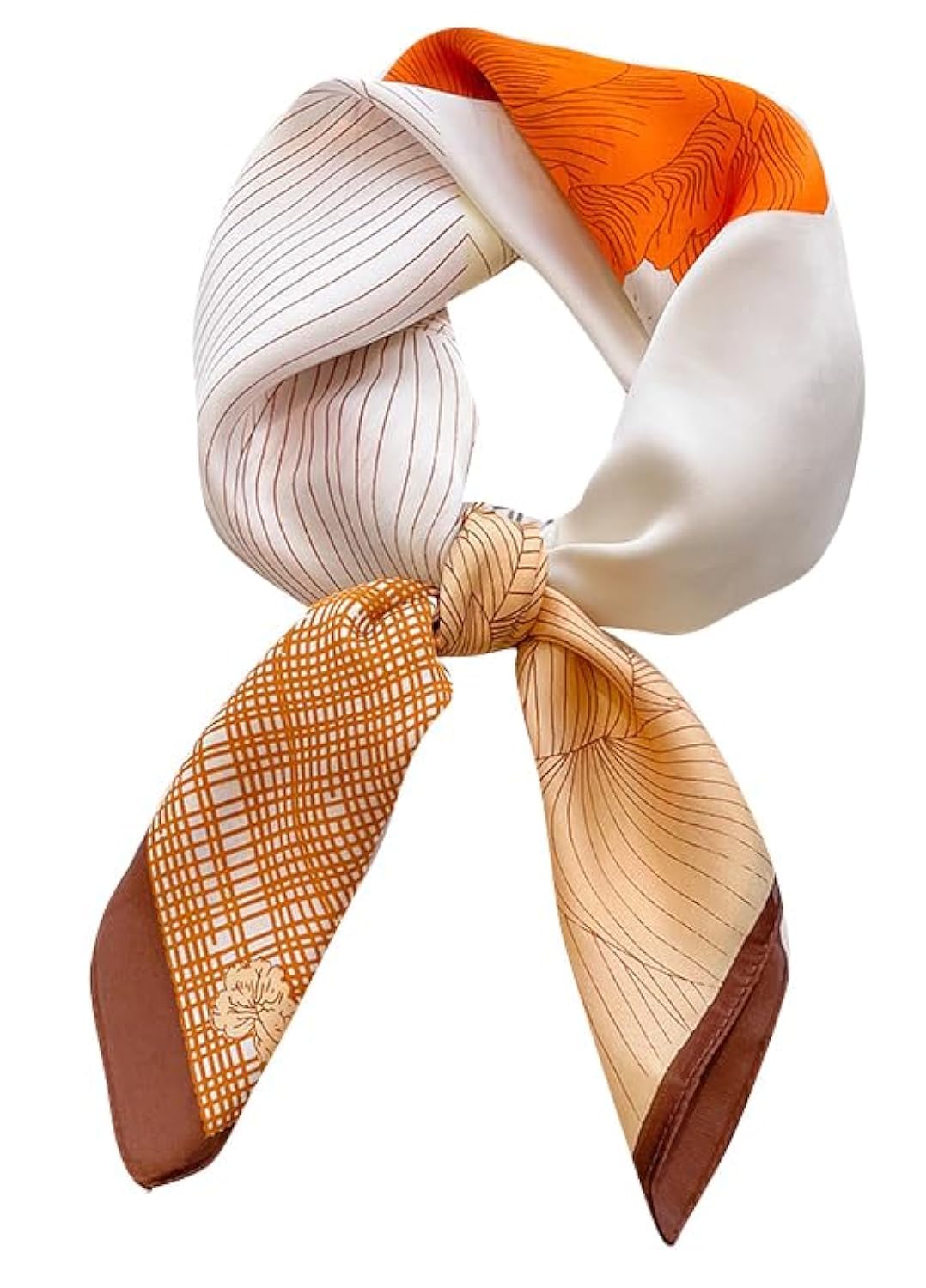 Silk feeling Scarfs for Women Medium Square Satin Head Scarf for Women 26.7 × 26.7 inches for Women Gift Packed (B)