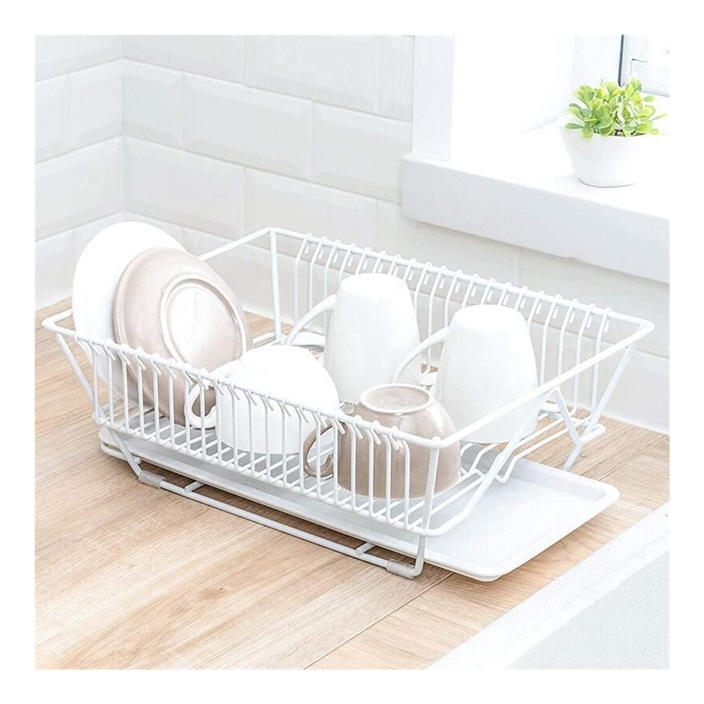 Azhkjkzh White Dish Rack Draining Dish Rack Drying With Drain Board Utensil Holder For Kitchen For Small Kitchen(White)