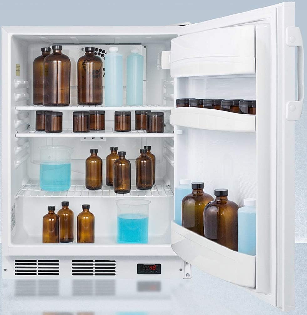 Summit Appliance Accucold FF6LWBIPLUS2ADA 24-Inch Wide Built-In All-Refrigerator - ADA Compliant; White; NIST Calibrated Temperature Display; Digital Thermostat; RHD (Right-Hand Door Swing)